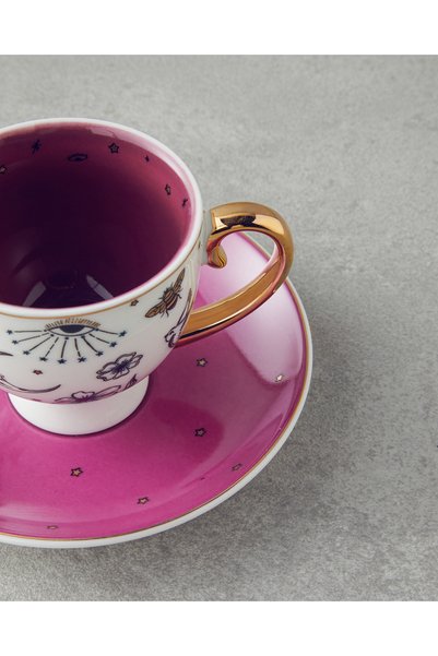 English Home Talisman Magic New Bone China 4 Piece 2 Person Coffee Cup Set 100 ml White