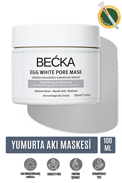 BECKA Yumurta Akı Maskesi Gözenek Sıkılaştırıcı ve Siyah Nokta Karşıtı Yüz Ma...