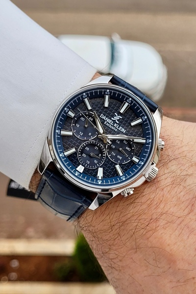 Daniel Klein Kasası Silver Kordonu Lacivert Renk 43 Mm Fonksiyonlu Erkek Kol ...