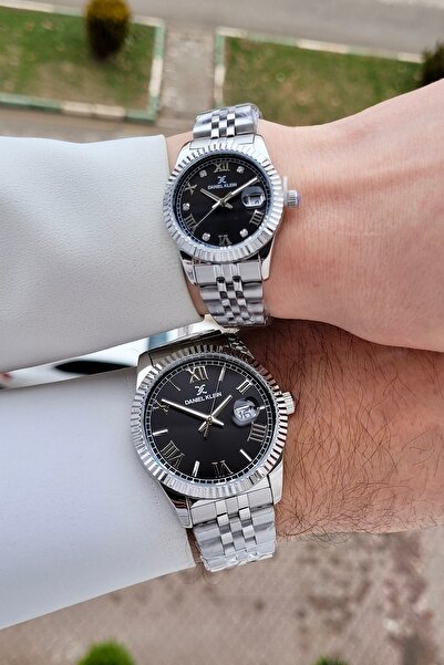 Daniel Klein Kadranı Black Kordonu Silver Renk 24 Ay Garantili Sevgili Çift K...