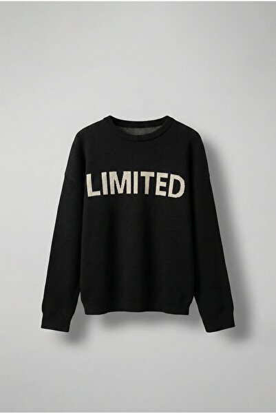 ablukaonline Ανδρικό πλεκτό πουλόβερ oversized Limited Written Μαύρο