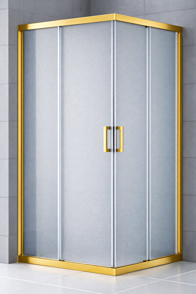 Durul Duşakabin Kare Altın 5mm Buzlu Cam Yükseklik 190cm