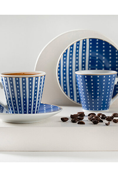English Home Bellis Porselen 4 Parça 2 Kişilik Kahve Fincan Takımı Lacivert