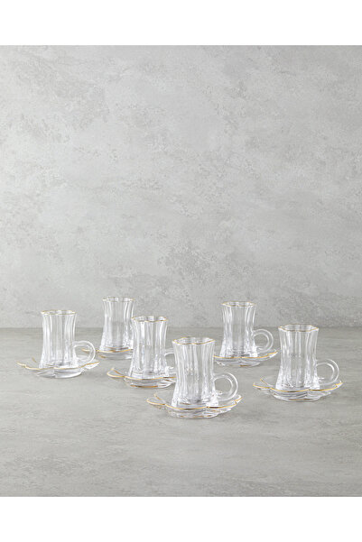 English Home Monica Cam 12 Parça 6 Kişilik Çay Seti 80 ml Gold