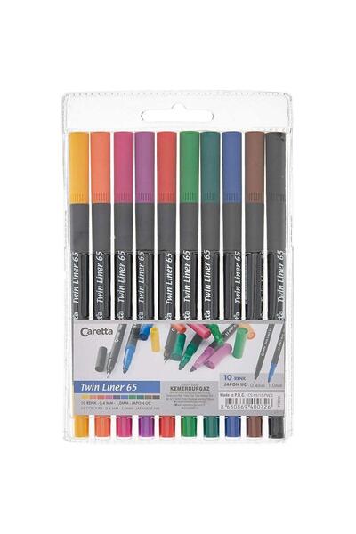 Caretta 65 Twın Lıner Çift Uçlu Keçeli Kalem 10lu