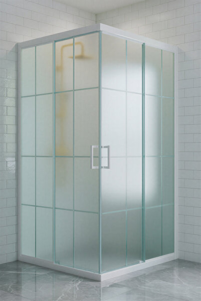 Durul Duşakabin Kare 5 mm Buzlu Beyaz Çizgi Yükseklik 190 cm