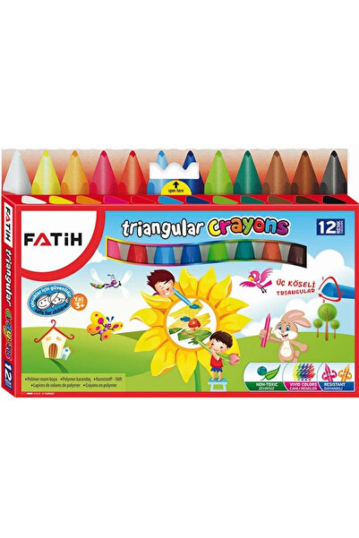 Fatih 50290 أقلام تلوين مثلثة من مام باستيل بويا Üçgen 12 Renk