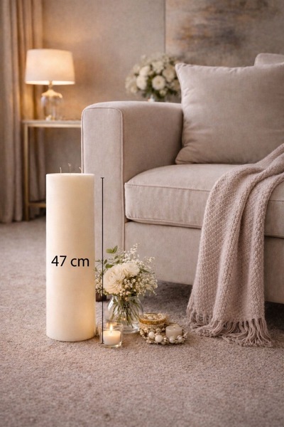 ersu store Dev Boy 48cm 5Kg Özel Yapım Baton Sütün Hediyelik Dekoratif Mum