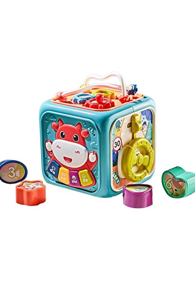 Toybox لعبة تعليمية كرتونية بستة جوانب، مكعب أنشطة متعدد الوظائف وملون للأطفا...