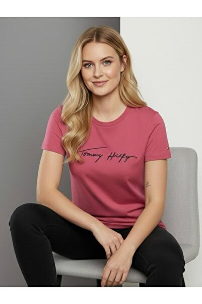 Tommy Hilfiger SIGNATURE EMBROIDERED LOGO ORGANIC COTTON WOMEN ' S T-SHIRT