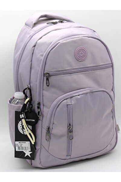 Bevitton Saten Su Geçirmez Kumaş Lavanta Renk Büyük Boy Unisex Okul Sırt Ve S...