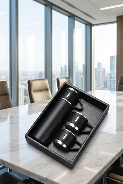 yusa stores طقم ترمس مفرغ من الهواء مع كوب ستانلس ستيل سعة 500 مل