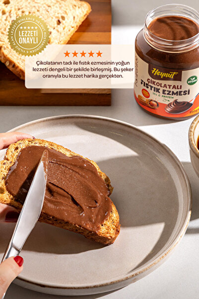 HEYNUT Şeker İlavesiz Çikolatalı Fıstık Ezmesi 350 g Katkısız Glutensiz Vegan Yüksek Protein
