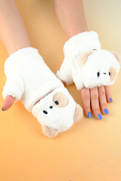 Jack Ferrero Peluş Kürk Örgü Eldiven Peluş Parmaksız Eldiven Kış Yumuşak Sıca...