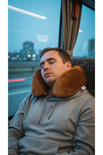 VİSCOHAPPY Ortopedik Profesyonel %100 Visco Seyahat Yastığı, (TURUNCU) Visco ...