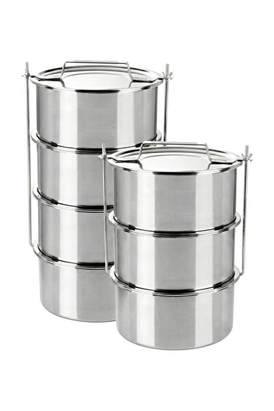 ÖZBİR Paslanmaz Çelik Sanayi Tipi Sefer Tası 4 Katlı Yemek Kabı 22x12 cm 4 Lt...