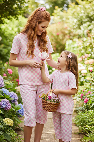 Siyah İnci Multicolored Knitted Capri Set