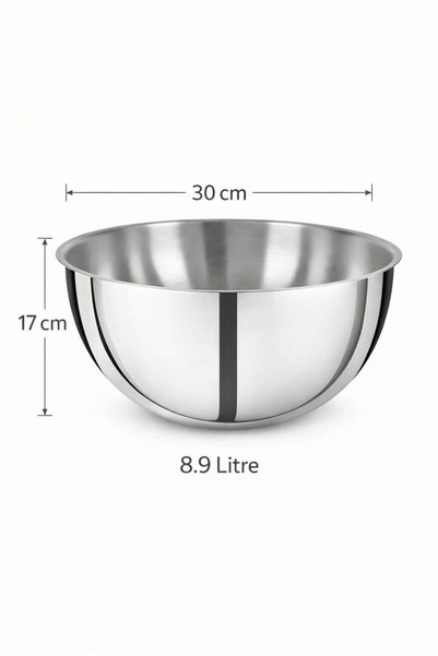 ÖZBİR Stainless Steel Jumbo Mayonnaise Pot Mixing Bowl Multi-Purpose Container 30X17 cm 8.9 Lt 304 Quality