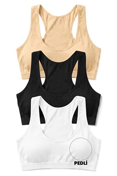 Öts Bustieră pentru fete, 3 piese, cu bretele groase, croială sport, cu pernă...