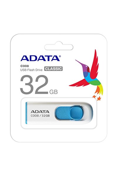 Adata C008-32GB 32GB USB2.0 Classic (White + Blue) Flash Bellek