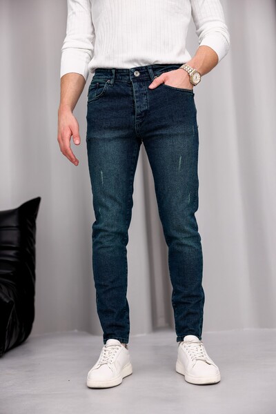 MODAMESTO Blugi pentru bărbați, verzi, slim fit, din lycra, cu picioare îngus...