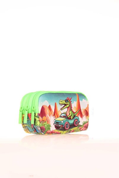 KAUKKO Geantă pentru creioane pentru copii cu 3 compartimente Sweet Dınosaur ...