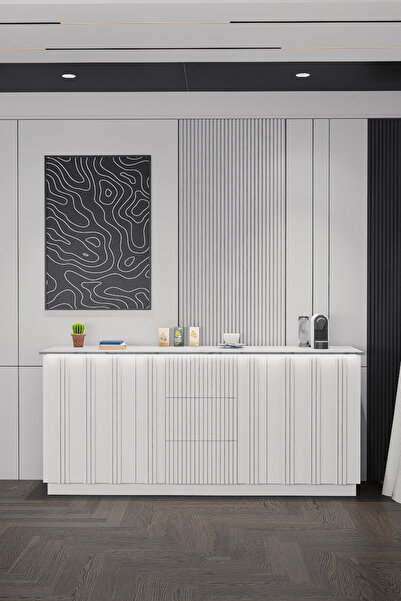 coffee world The coffee corner features dense, longitudinal white cladding.