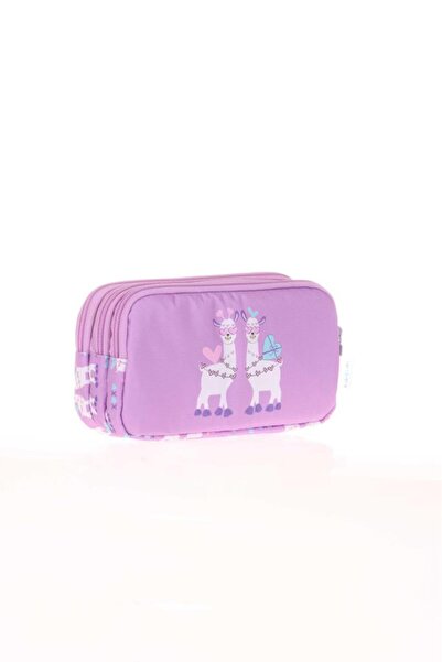 KAUKKO Kıds&Love L8093 3 Compartment Pen Bag with Mirror-Stone-Lama