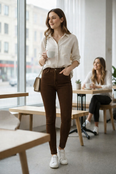 FlexiFit Dar Paça Yüksek Bel Kadın Jean Slim Fit Kot Pantolon – Denim, Şık, G...