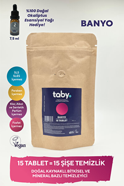 TABY Doğal Kaynaklı Bitkisel ve Mineral Bazlı Banyo Temizleyici Tablet 15'li ...