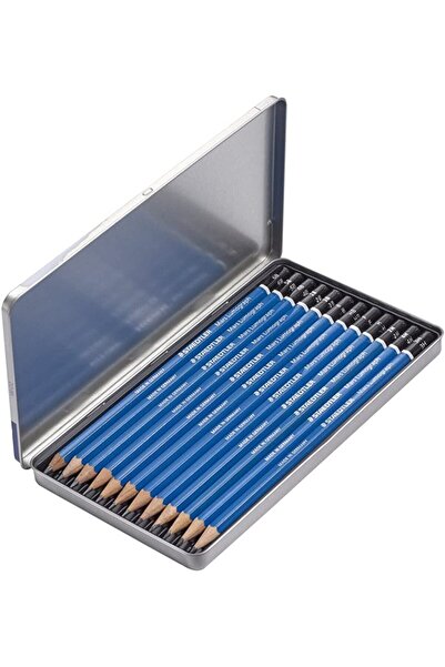 Staedtler مجموعة أقلام رصاص مارس لوموغراف ذات 12 درجة (4H-6B) / 100 قلم G12