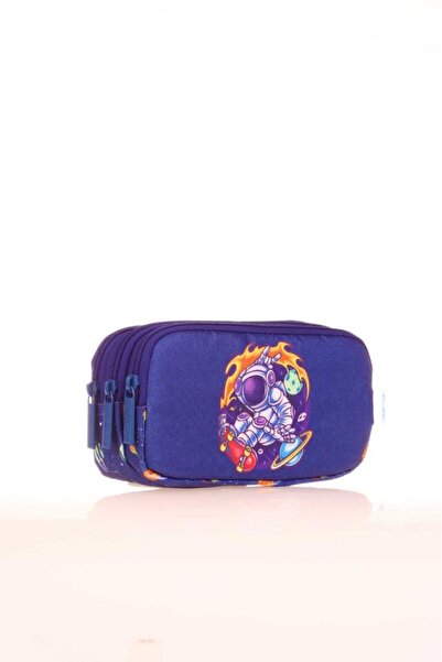 KAUKKO Pencil Bag Kids 3 Compartments Fast Astronaut