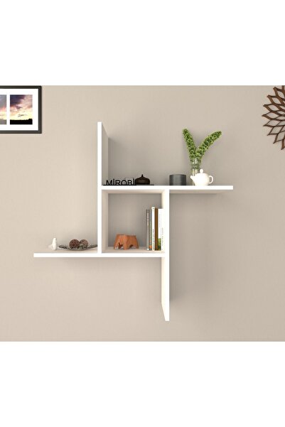 Mirobi Fizy Kare Dekoratif Duvar Rafı Beyaz