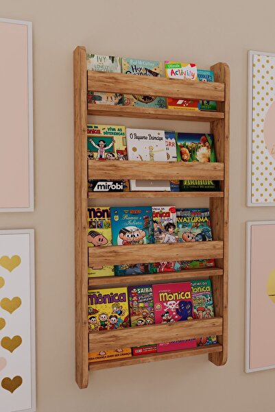 Mirobi Lino 4 Raflı Montessori Kitaplık Eğitici Çocuk Kitaplığı Çocuk Odası K...