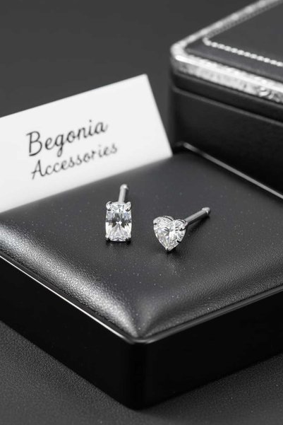 Begonia Accessories Anti Alerjik Paslanmaz Kararmaz Zirkon Taşlı 2 Adet Küpe Olarak Kullanıma Uygun Hızma Set
