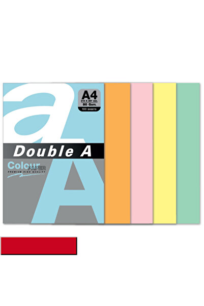 DOUBLE A 100 ورقة نسخ ملونة مقاس A4 - 80 جرام باللون الأحمر