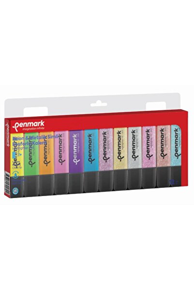 Genel Markalar Penmark Fosforlu Kalem 12 Li Karışık Renk 6 Neon+ 6 Simli