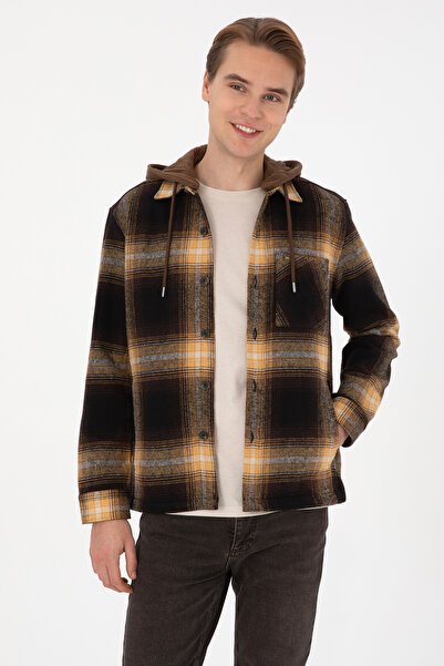 U.S. Polo Assn. قميص رجالي بني منقوش بغطاء رأس 50308139-VR029