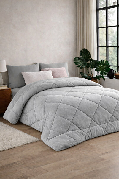 LilaMOON Pilotă Welsoft de lux, cu două fețe, de culoare gri, dimensiune king...