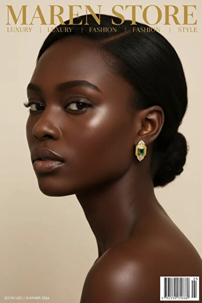 Maren Store أقراط باجيت من الحجر الأخضر VIP