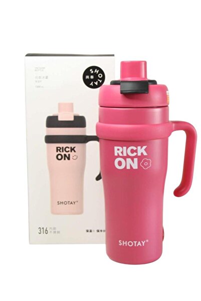 Shotay ST-8919 Çift Kullanım Pipetli/Rahat İçim Fuşya 1000ml Çelik Termos