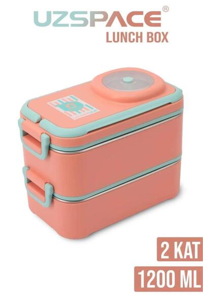 Uzspace حاوية تخزين من الفولاذ المرجاني من فاجونلايف 8023 سعة 1200 مل بطبقتين...