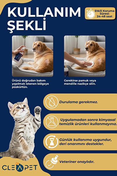 Cleapet Köpek Cilt Onarıcı ve Tüy Dökülme Karşıtı Bakım Spreyi 250 ml.