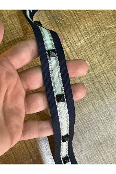 Gönülden Tasarım En 3 Cm Zımbalı Siyah Taş İşleme Şerit Dikiş Aksesuarı 1 Metre