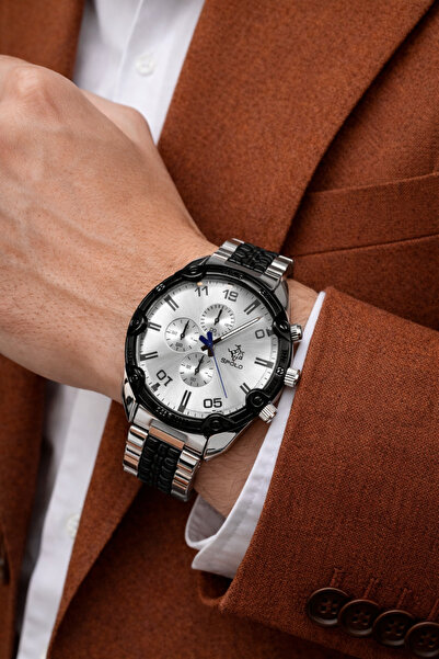 S.POLO Marka Spor Yeni Sezon Siyah Kadran sarı çizgili Erkek Kol Saati Bilekl...