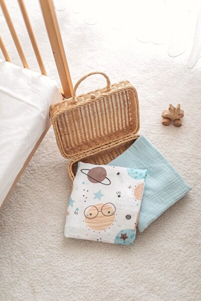 Bedeca طقم مكون من قطعتين بطانية أطفال من القطن العضوي 100% - طقم بطانية موسل...