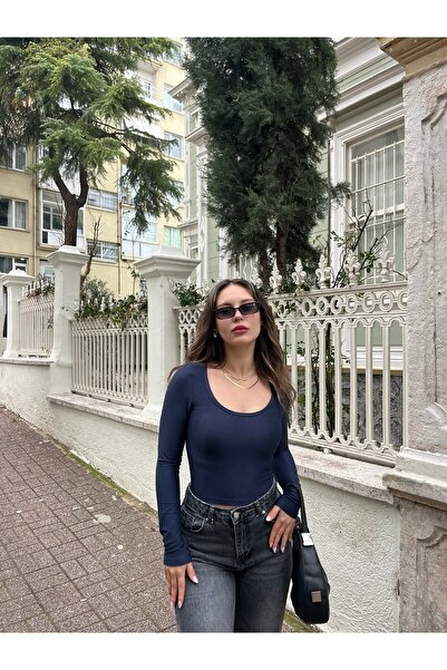 Rich Bluză cu mânecă lungă Soft Touch material reiat pentru femei, albastru b...