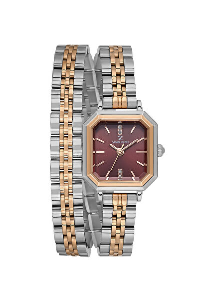Daniel Klein ساعة نسائية فاخرة من الفولاذ المقاوم للصدأ باللونين الفضي والذهب...