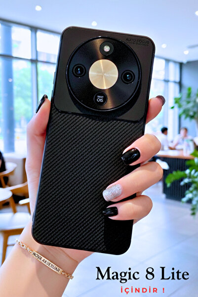 cepmoda حافظة هاتف HONOR “MAGİC 8 LITE” من كاربون فوكس - تصميم كربوني، غطاء س...