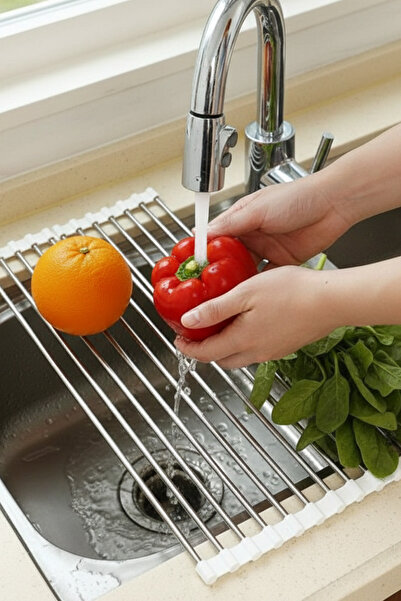yusa stores Steel Over-The-Sink Folding Rack – Vegetable, Fruit, and Dish Dry...